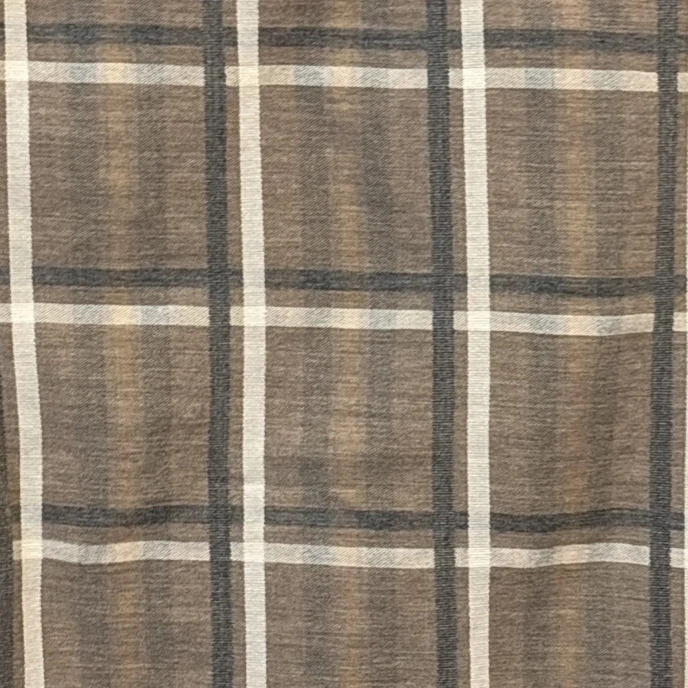 Banana Republic Luxe Flannel Grant Fit Mens Button Up Shirt M Tan Gray Plaid